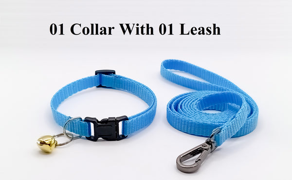 Pet Cat Kitten Leash Adjustable Neck Collar with Golden Bell