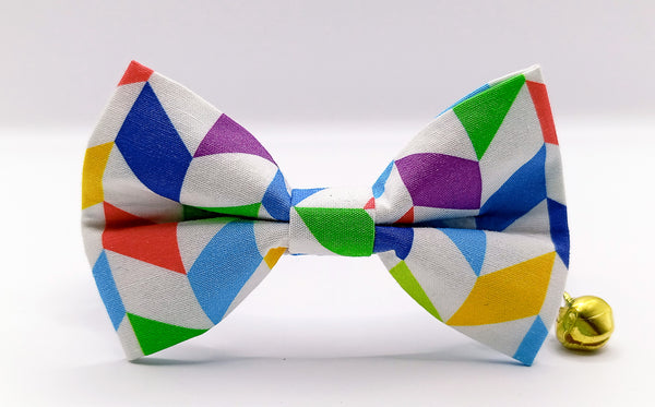 Nylon Hand Made Fabric Bow Neck Collar With Golden Bell Cat Pet Kitten