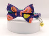 Cat Pet Kitten Hand Made Fabric Donut Bow Neck Collar With Golden Bell