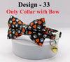 Paw Heart Printed Bow Neck Collar With Golden Bell Cat Pet Kitten Hand Made Fabric