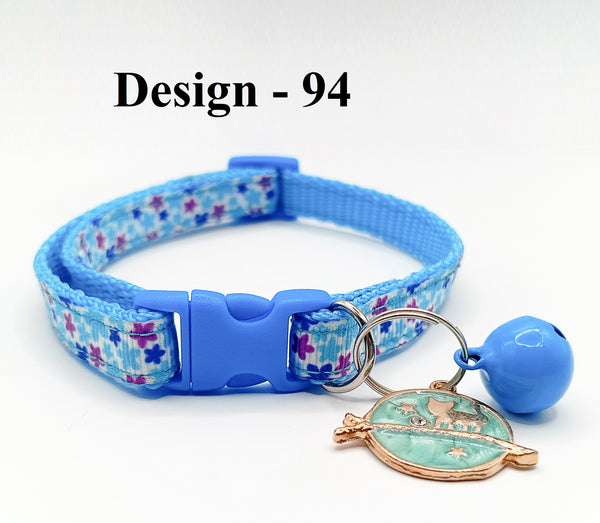 Cat Kitten Pet Adjustable Neck Collar with Beautiful Pendant Blue Buckle