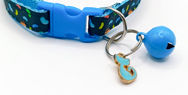 Cat Kitten Pet Adjustable Neck Collar with Cat Pendant Blue Buckle