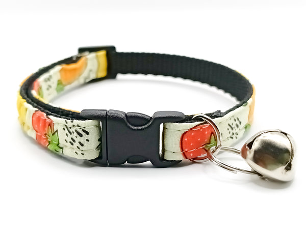 Fruits Pattern Cat Pet Kitten Hand Made Fabric Scarf Neck Collar with Silver Bell