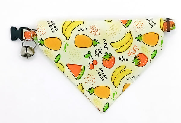 Fruits Pattern Cat Pet Kitten Hand Made Fabric Scarf Neck Collar with Silver Bell