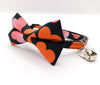 Heart Printed Cat Pet Kitten Hand Made Fabric Bow Neck Collar with Silver Bell
