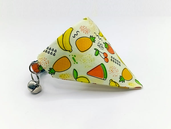 Fruits Pattern Cat Pet Kitten Hand Made Fabric Scarf Neck Collar with Silver Bell