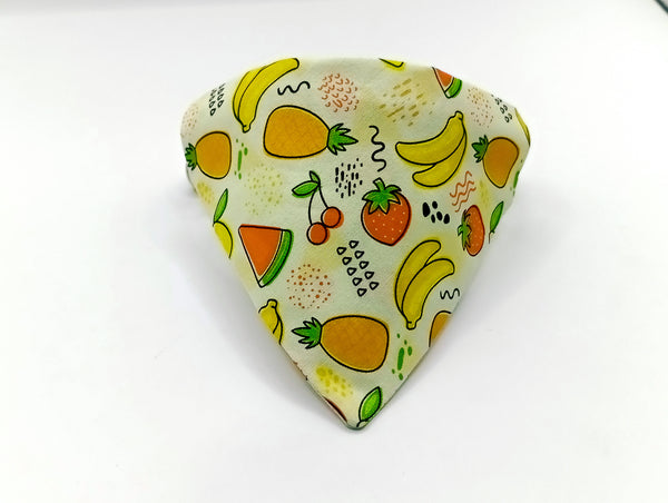 Fruits Pattern Cat Pet Kitten Hand Made Fabric Scarf Neck Collar with Silver Bell