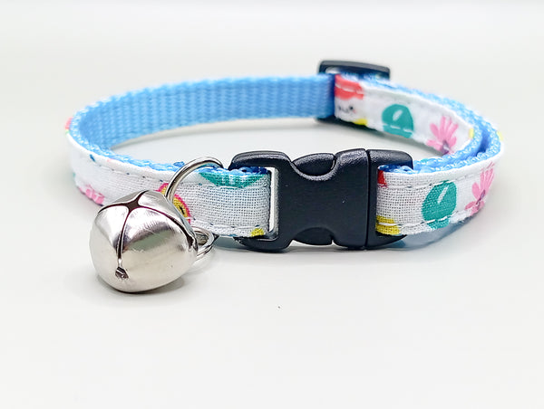 Multi Pattern Cat Pet Kitten Hand Made Fabric Bow, Scarf Neck Collar with Silver Bell