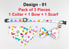 Multi Pattern Cat Pet Kitten Hand Made Fabric Bow, Scarf Neck Collar with Silver Bell