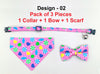 Candy Pattern Cat Pet Kitten Hand Made Fabric Bow, Scarf Neck Collar with Silver Bell