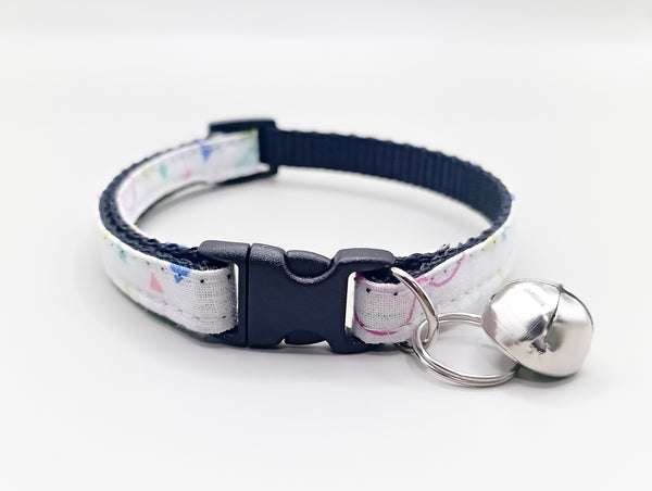 Glasses Pattern Cat Pet Kitten Hand Made Fabric Bow, Scarf Neck Collar with Bell