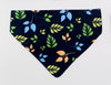 Leaves Printed Cat Pet Kitten Hand Made Fabric Bow, Scarf Neck Collar with Bell