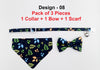 Leaves Printed Cat Pet Kitten Hand Made Fabric Bow, Scarf Neck Collar with Bell