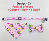 Bee Pattern Cat Pet Kitten Hand Made Floral Fabric Bow, Scarf Neck Collar with Silver Bell