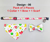 Fruit Pattern Cat Pet Kitten Hand Made Fabric Bow, Scarf Neck Collar with Bell