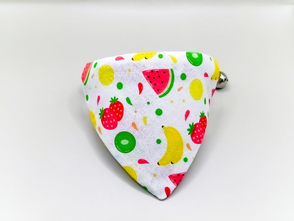 Fruit Pattern Cat Pet Kitten Hand Made Fabric Bow, Scarf Neck Collar with Bell
