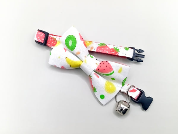 Fruit Pattern Cat Pet Kitten Hand Made Fabric Bow, Scarf Neck Collar with Bell