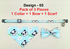 Panda Face Pattern Cat Pet Kitten Hand Made Fabric Bow, Scarf Neck Collar with Bell