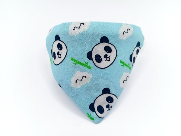 Panda Face Pattern Cat Pet Kitten Hand Made Fabric Bow, Scarf Neck Collar with Bell