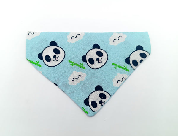 Panda Face Pattern Cat Pet Kitten Hand Made Fabric Bow, Scarf Neck Collar with Bell