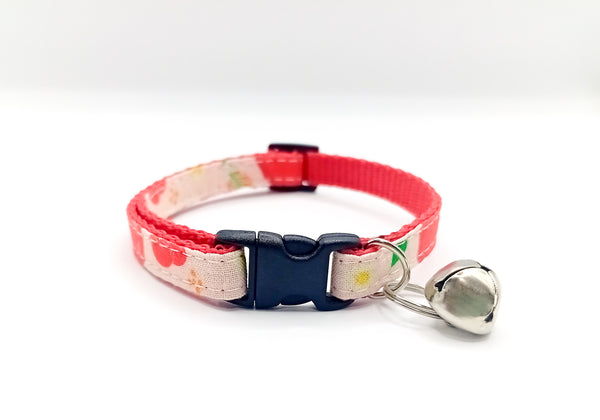 Apple Pattern Cat Pet Kitten Hand Made Fabric Bow, Scarf Neck Collar with Bell