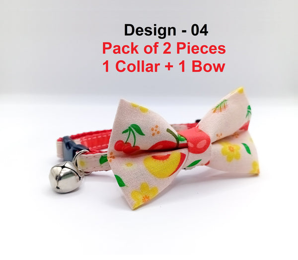 Apple Pattern Cat Pet Kitten Hand Made Fabric Bow, Scarf Neck Collar with Bell