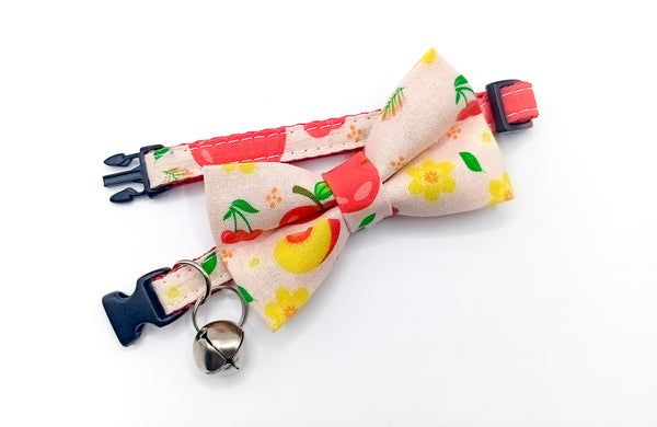 Apple Pattern Cat Pet Kitten Hand Made Fabric Bow, Scarf Neck Collar with Bell