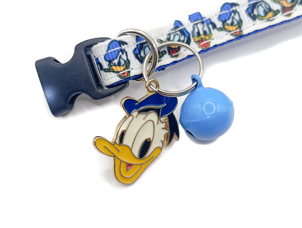 Donald Duck Pendant Cat Kitten Neck Collar Black Buckle with Bell