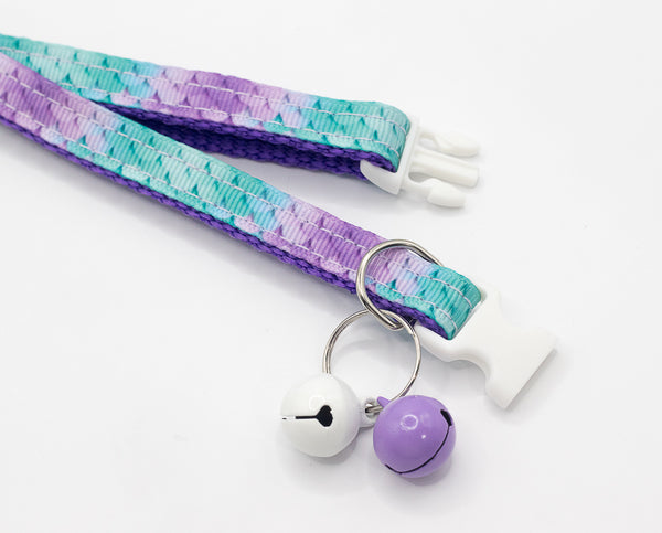 Pet Cat Neck Collar with Double Bell Glitter Mermaid Print