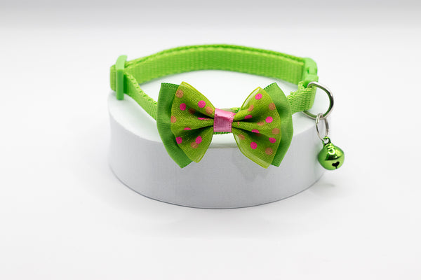 Polka Dots Bow Style Cat Kitten Neck Collar With Bell