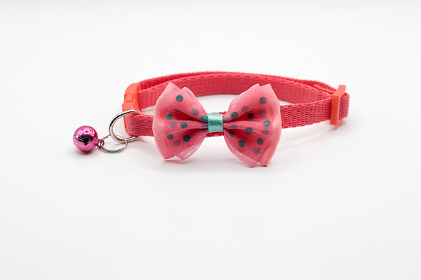 Polka Dots Bow Style Cat Kitten Neck Collar With Bell