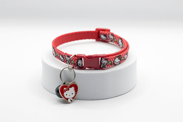 Cat Face Heart Pendant Cat Kitten Neck Collar with Black Bell