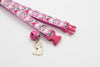 White Cat Pendant Cute Kitten Neck Collar with Pink Bell
