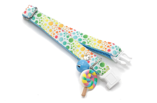 Premium Quality Nylon Pet Cat Kitten Neck Collar with Rainbow Color Lollipop Pendant