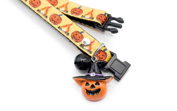 Cat Kitten Pet Neck Collar Halloween Pumpkin Pattern Premium Quality Nylon with Bell