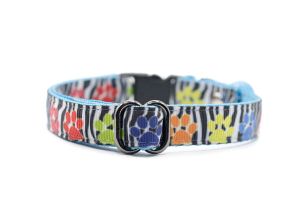 Paw Pattern Premium Quality Nylon Cat Kitten Neck Collar With Regular Bell