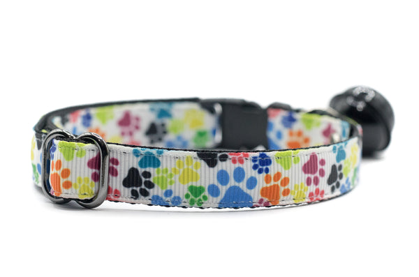 Cat Kitten Pet Premium Quality Nylon Neck Collar Paw Print with Big Bell
