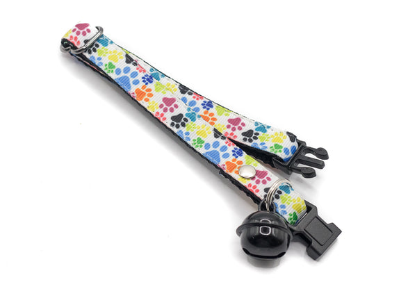 Cat Kitten Pet Premium Quality Nylon Neck Collar Paw Print with Big Bell