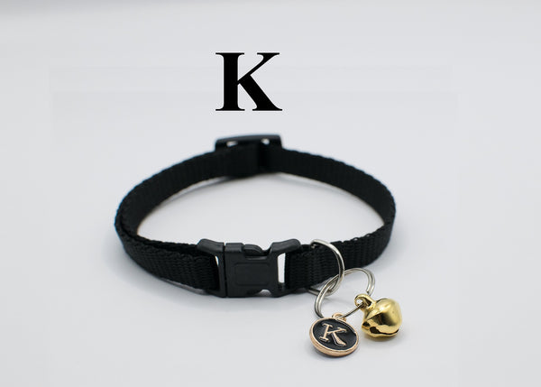 Cat Kitten Neck Collar with Bell and Alphabet Pendant