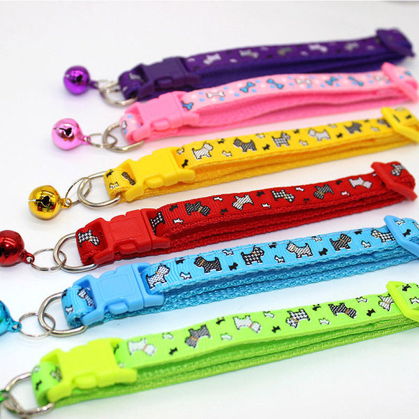 Dog Print Cat Kitten Pet Neck Collar with Cute Bell