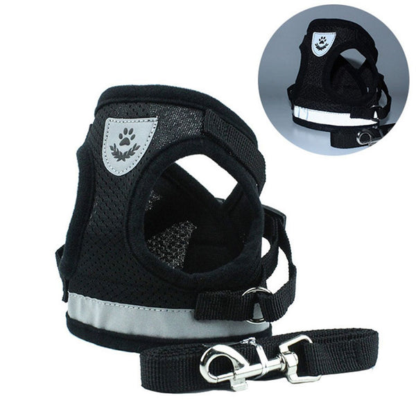 Mesh Harness with Leash Strap Pet Cat Dog Puppy Reflective Nylon