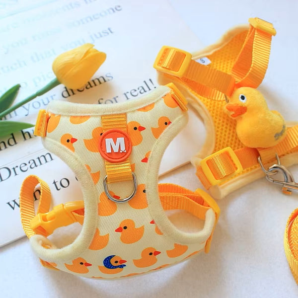 Pet Cat Dog Puppy Nylon Mesh Elephant and Duck Face Harness with Leash Strap