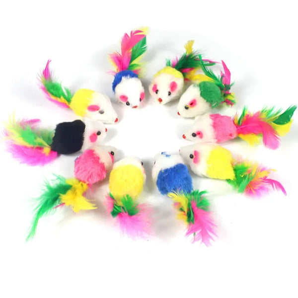 03 Pcs Kitten Cat Random Mouse Tail Feather Toy
