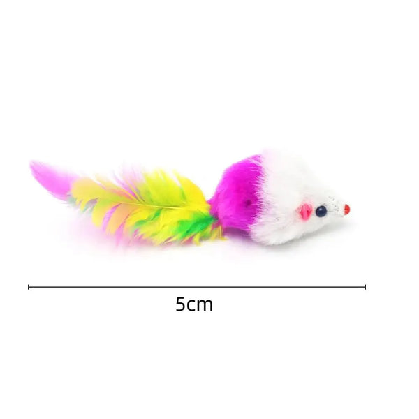 03 Pcs Kitten Cat Random Mouse Tail Feather Toy