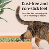 Cat using a dust-free cat litter box with text highlighting benefits
