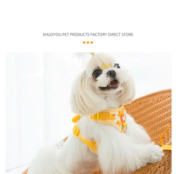 Pet Cat Dog Puppy Nylon Mesh Elephant and Duck Face Harness with Leash Strap