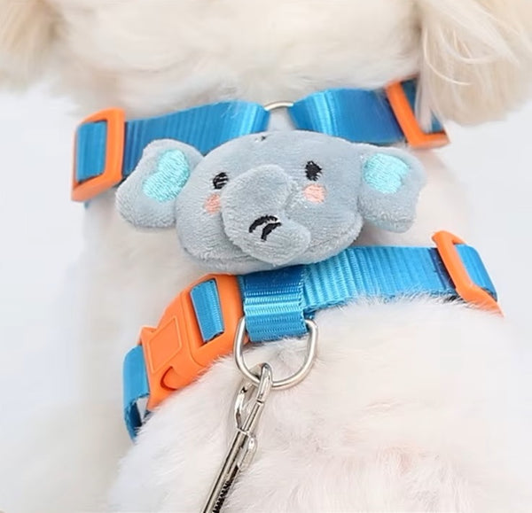 Pet Cat Dog Puppy Nylon Mesh Elephant and Duck Face Harness with Leash Strap