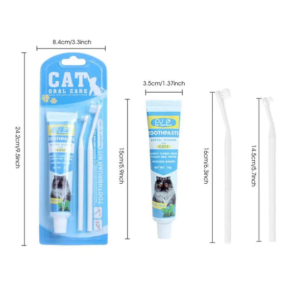 Pet Cat Kitten Tooth Paste Vanilla Flavor With Tooth Brush For Healthy Teeth Oral Care Removes Pet Stains Whiten