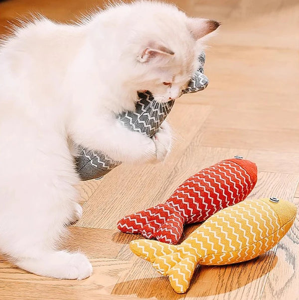 Fish Catnip Pillow Kitten Chewing Toy Claws Cat Thumb Bite Mint