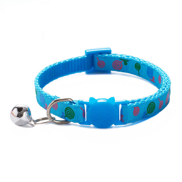 Pet Cat Neck Collar Lollipop Print with Regular Cute Bell